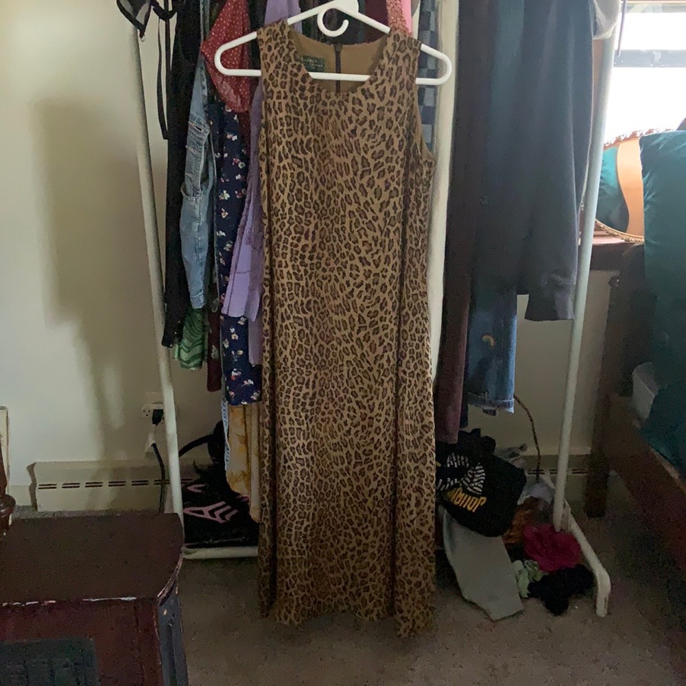 Ralph Lauren | Vintage Cheetah Silk Midi Dress